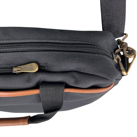 Totes Twin Pocket Briefcase Black Canvas Laptop Expandable New - Picture 7 of 16